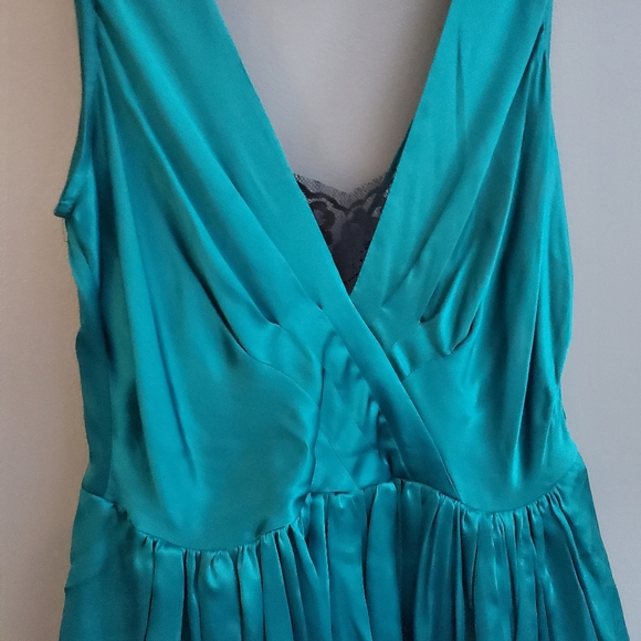 Peacock Green Silk & Lace Tracy Reece Dress Sz 6 - Picture 4 of 12